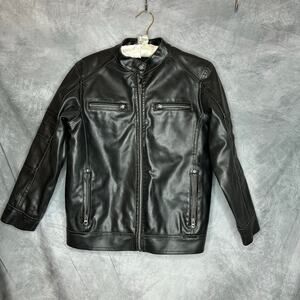 Black Rivet Jacket Women L Vegan Leather y2K Retro Streetwear Motorcycle